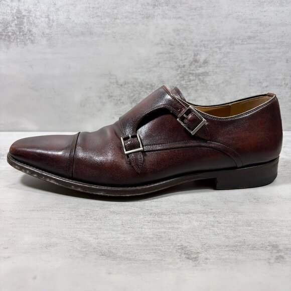 Magnanni Double Monk Strap Cap Toe Leather Shoes - Men\'s Size 8.5 - Brown main image 8